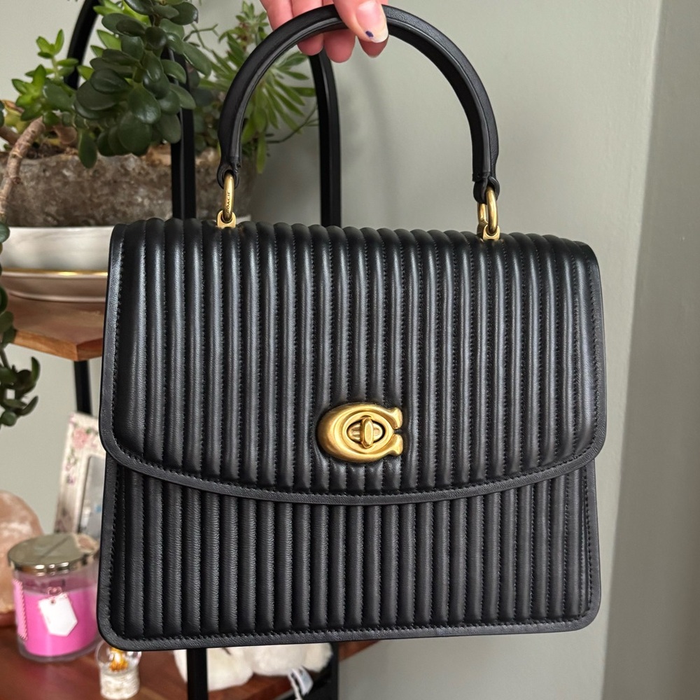 Coach Parker Top Handle Quilted Black Leather Like New